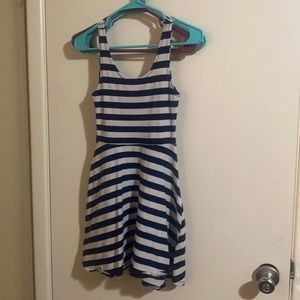 Navy blue and white striped summer dress. XS